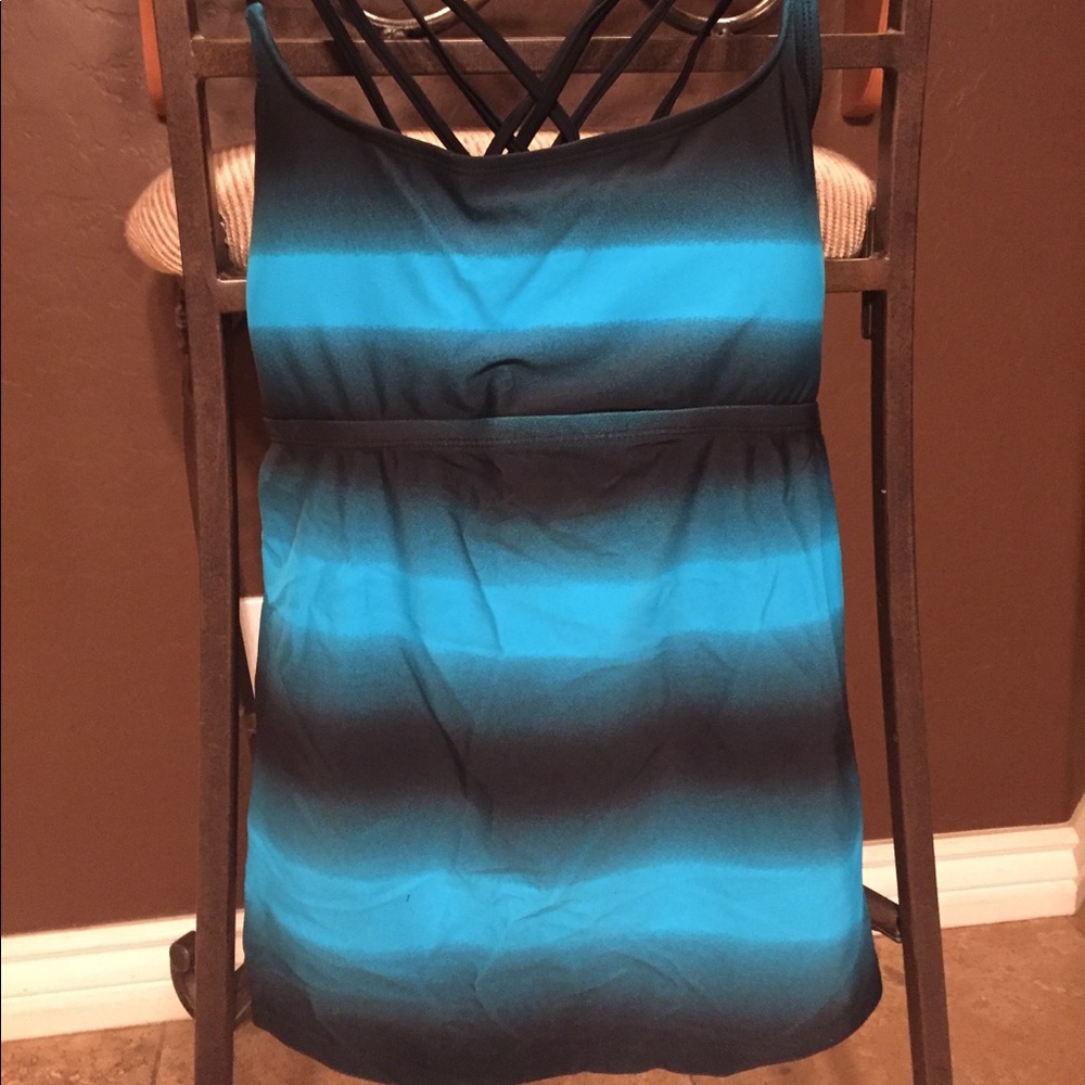 Stripe Print Strappy back Tankini Swim Suit
